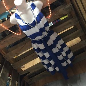 💠 Blue & White Striped Summer Dress *Criss*Cross